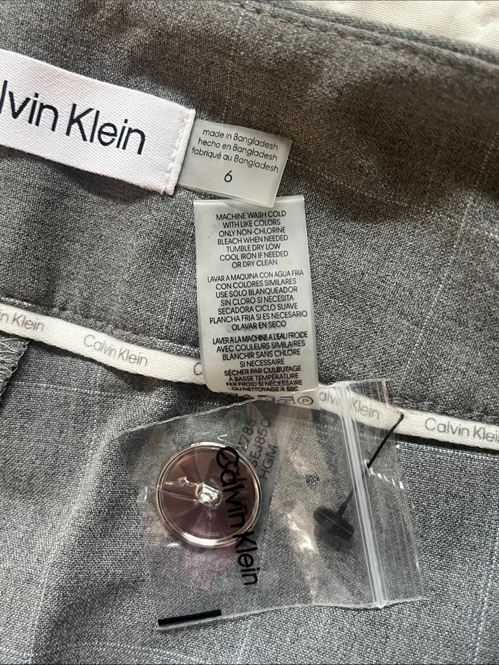 Calvin Klein Gray Plaid Wide-Leg Trousers - Picture 7 of 8